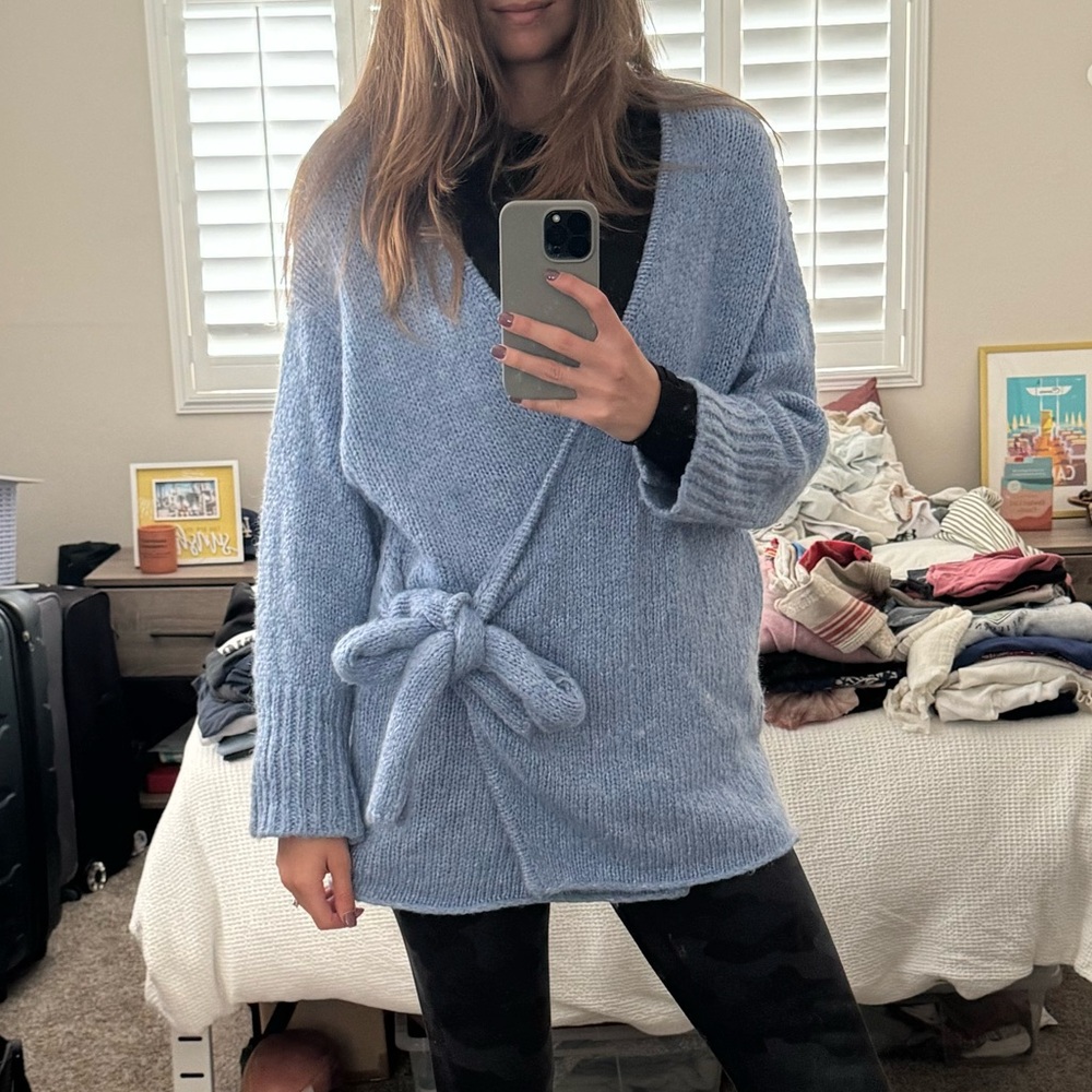 Zara Knit - baby blue cardigan -